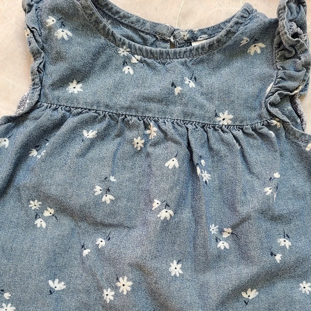 Carters Girl Denim Blue Floral Kids Outfit